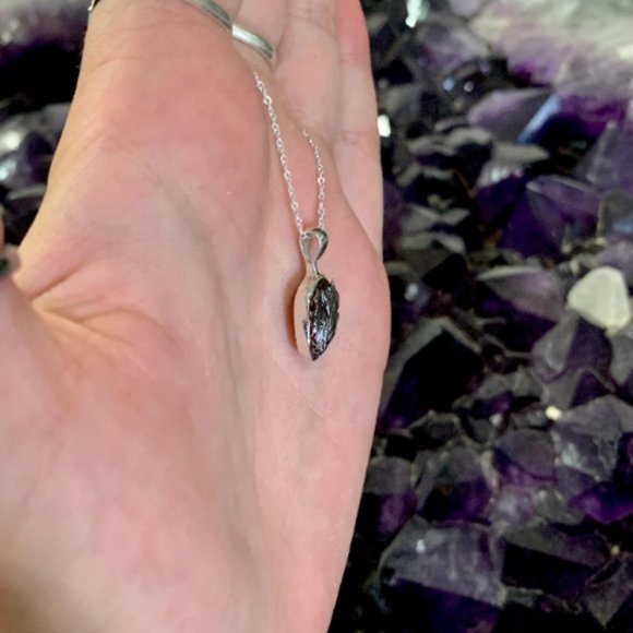 Rough Meteorite Sterling Silver Pendant & Adjustable Chain, Unique Jewelry - Picture 7 of 8